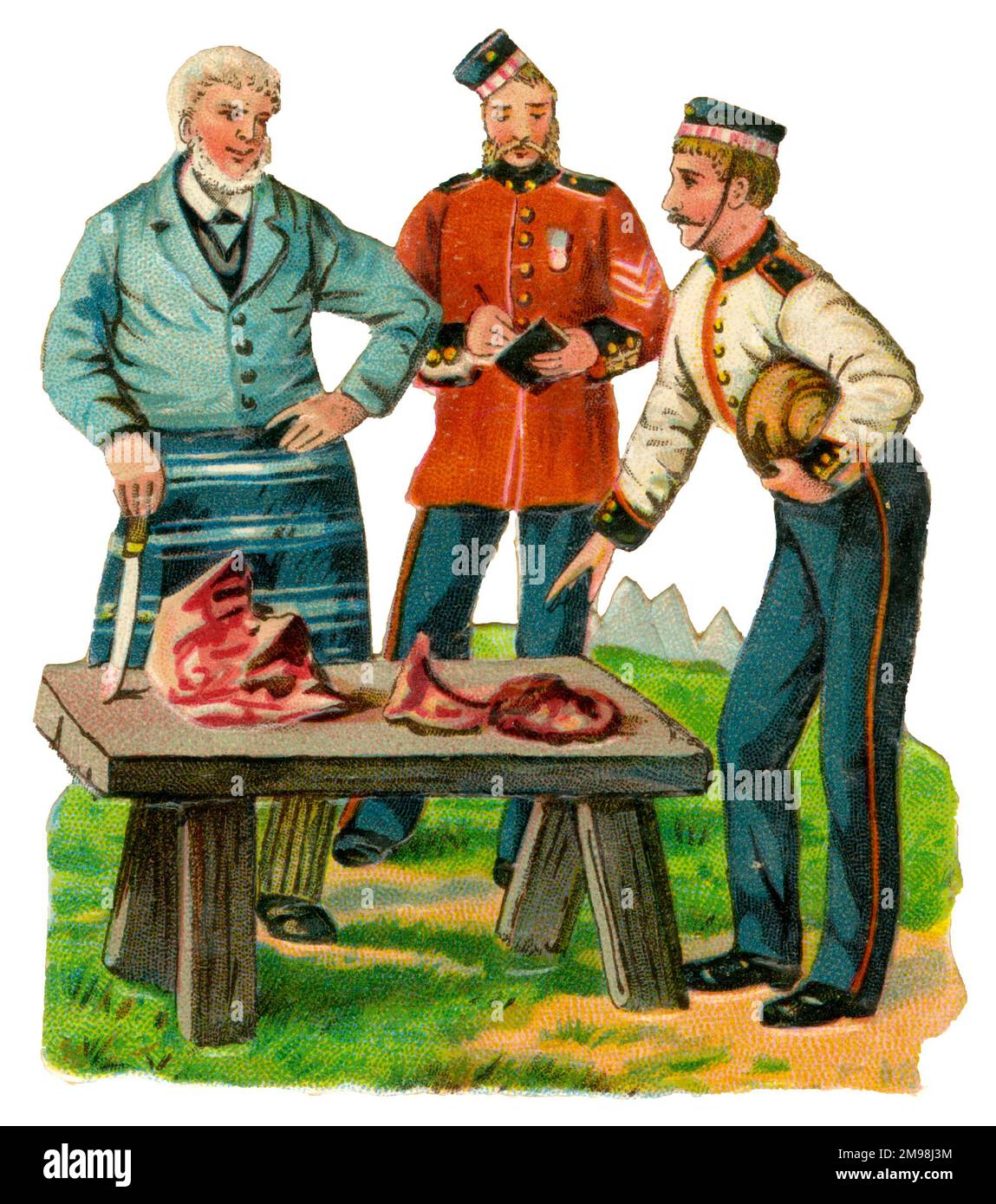 Victorian Scrap - army meat rations. Stock Photo