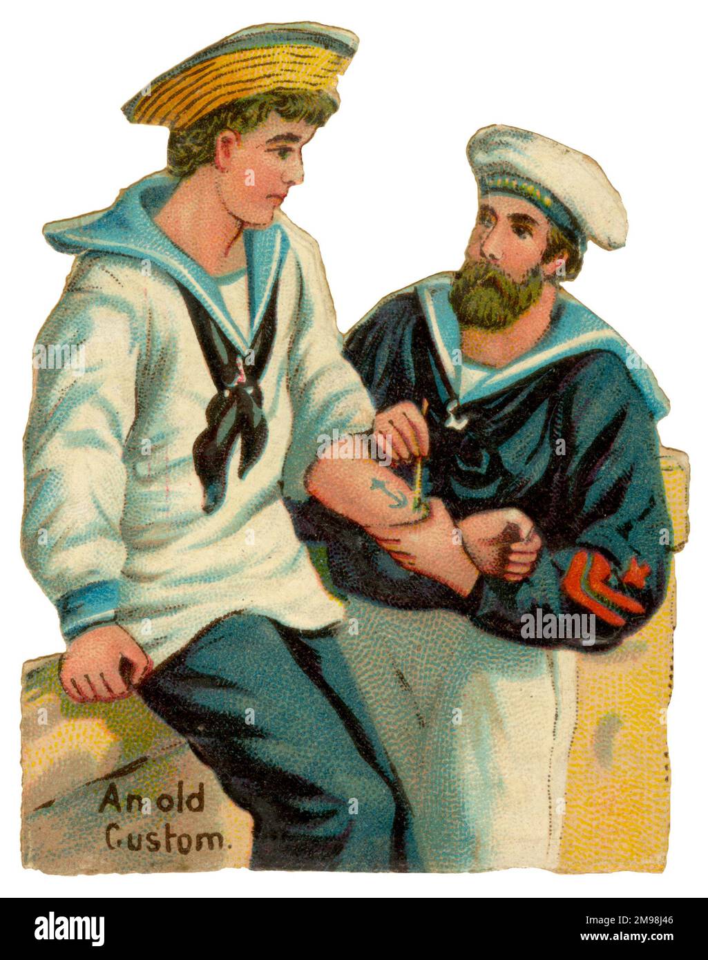 Victorian Scrap - Tattooing - an old custom in the navy. Stock Photo
