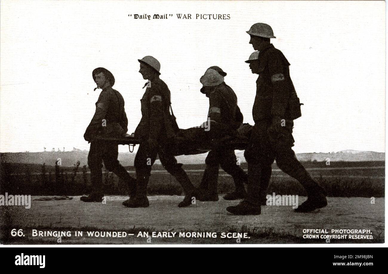 Bringing in the wounded, an early morning scene, WW1 Stock Photo - Alamy