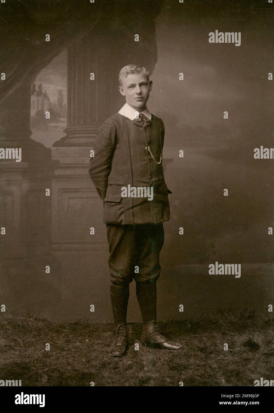 Studio photo of an Edwardian boy in his Sunday best (Albert Auerbach). Stock Photo