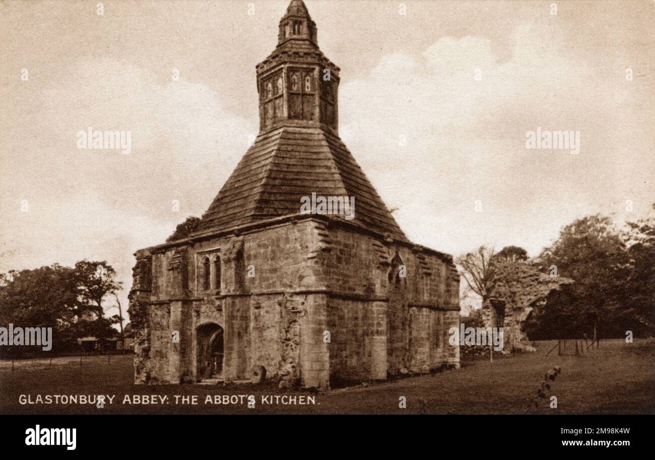 View of the Abbot's Kitchen, Glastonbury Abbey, Glastonbury, Somerset. Stock Photo