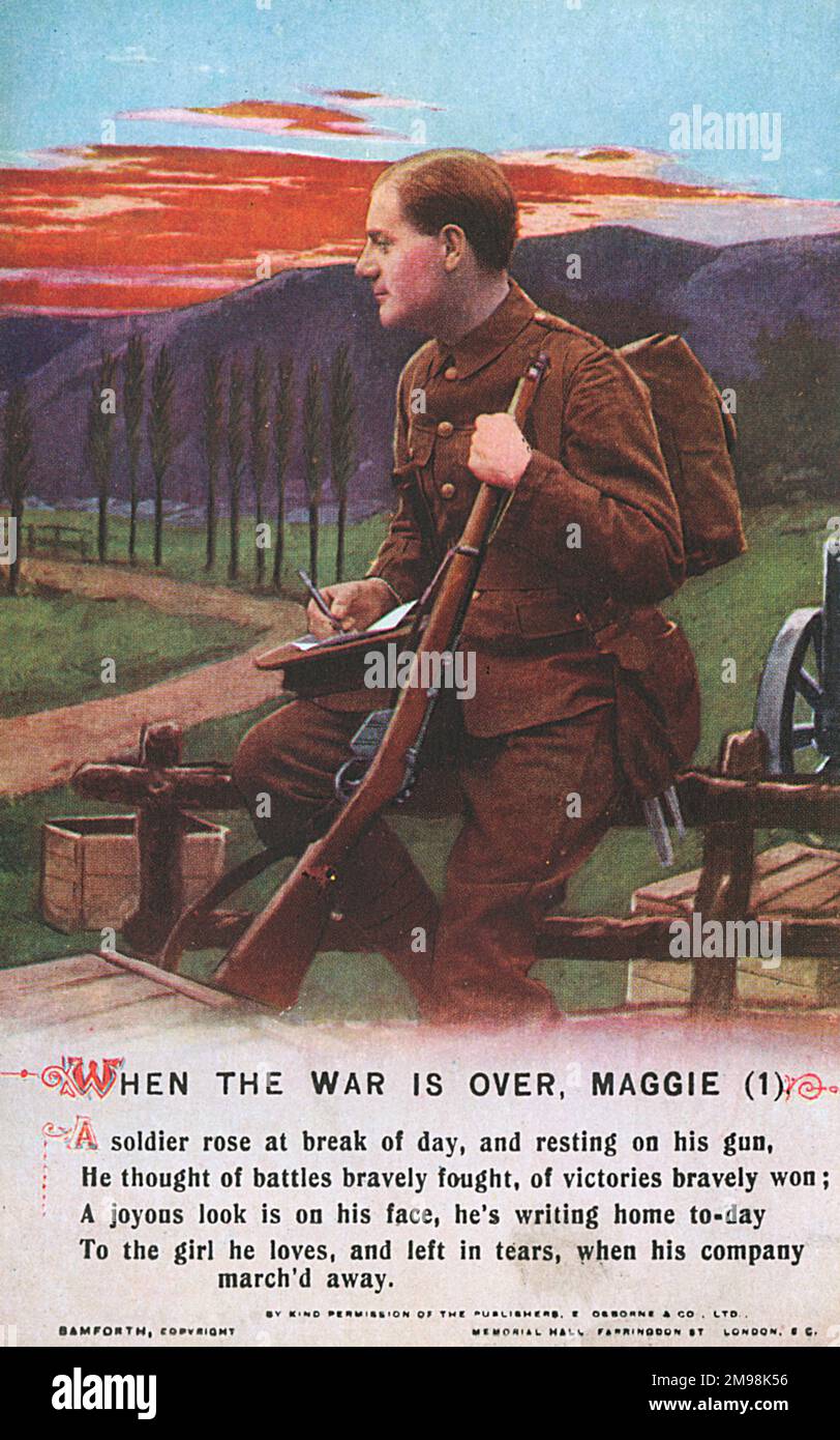 When the War is Over, Maggie -- a British soldier on the Western Front writes a letter home to his love.   (1 of 3) Stock Photo