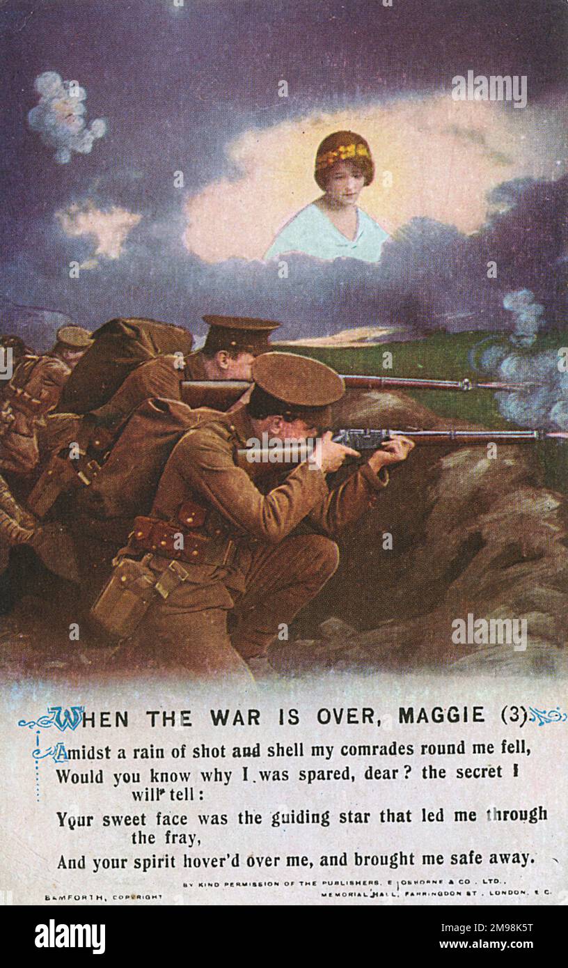 When the War is Over, Maggie -- a British soldier on the Western Front thinks of his love as he takes part in combat alongside his colleagues.   (3 of 3) Stock Photo