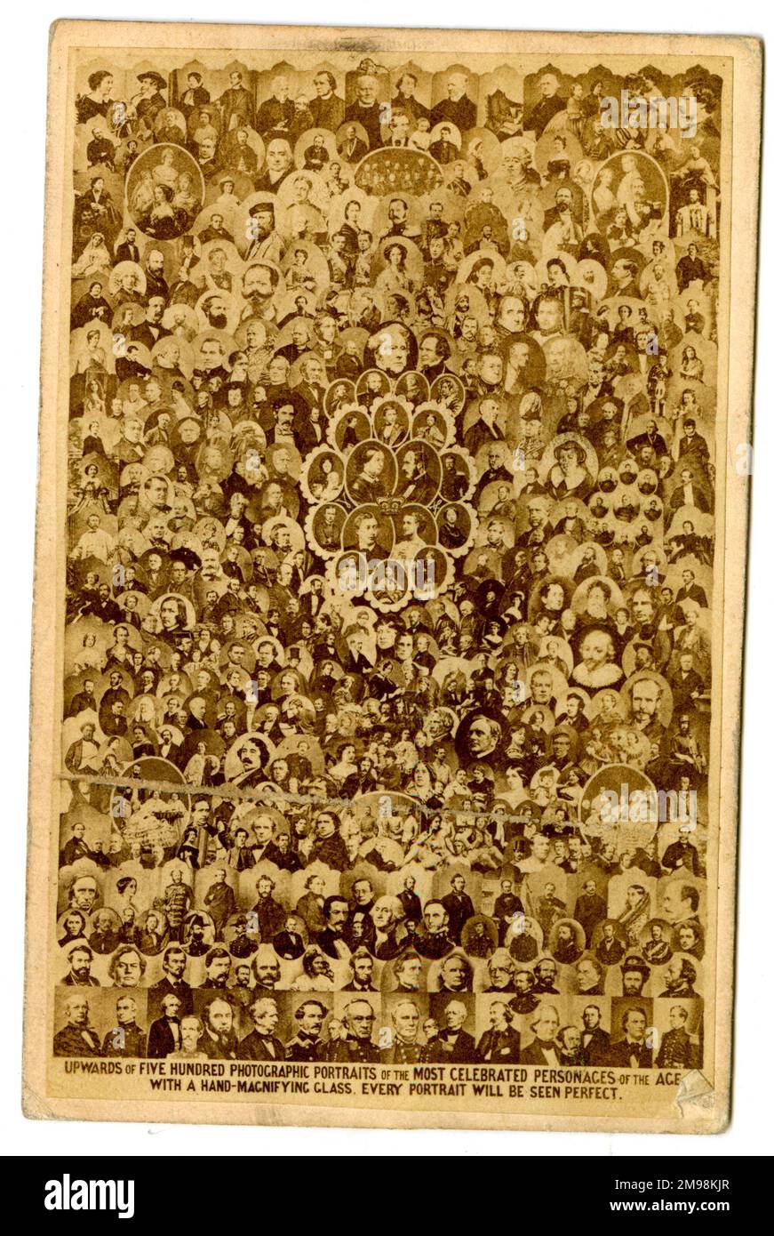 500 Celebrated Personalities of the Age on a carte de visite. Supplied with a magnifying glass! Stock Photo