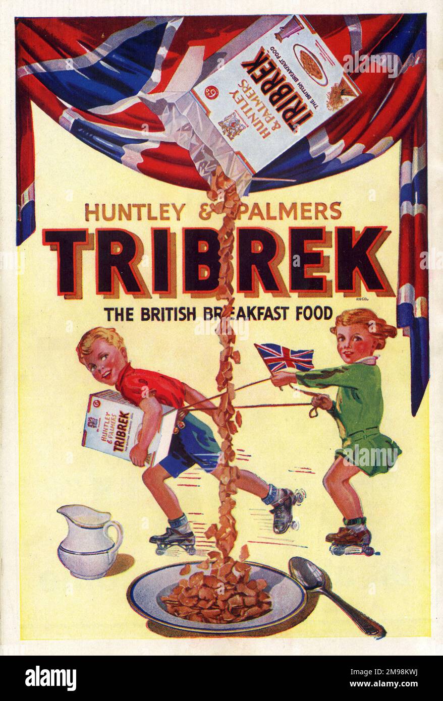 Advertisement for Huntley & Palmers Tribrek Breakfast Cereal. Stock Photo
