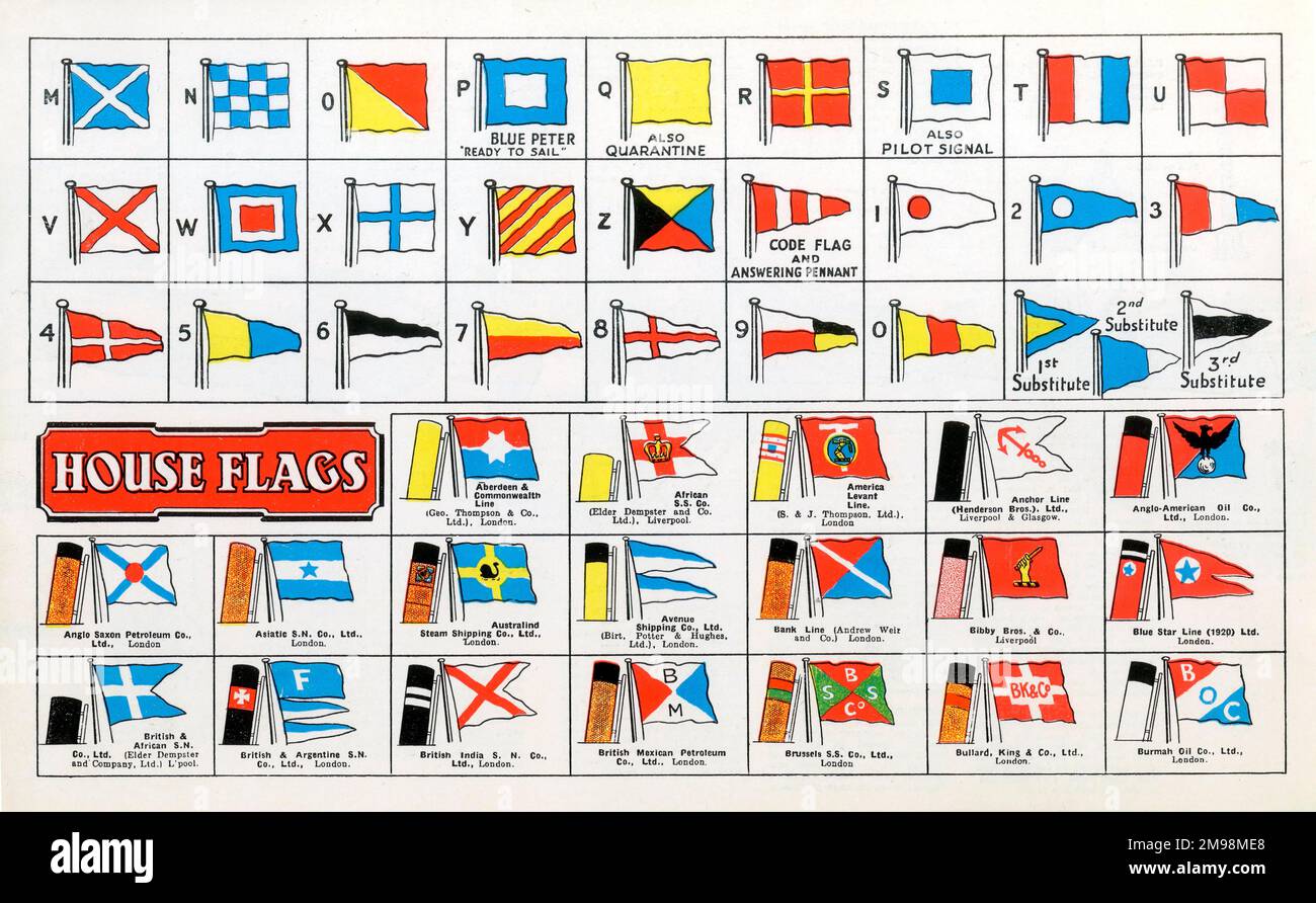 International code of Signals flags and House Flags. Stock Photo