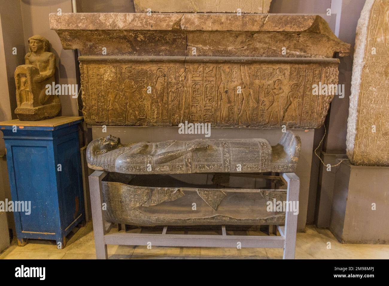 CAIRO, EGYPT - JANUARY 27, 2019: Sarcophagus in the Egyptian Museum in ...