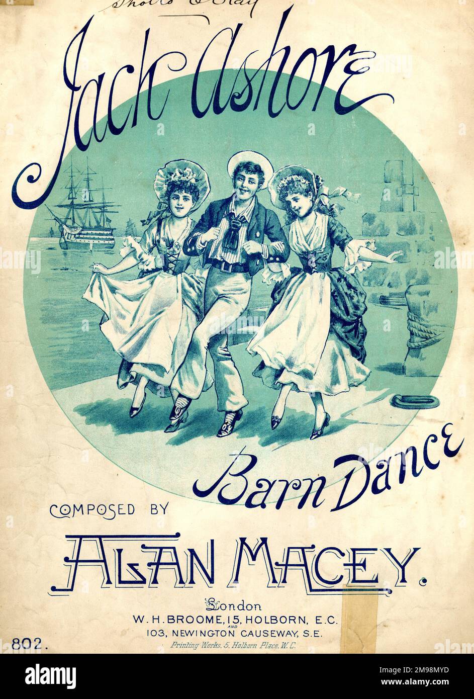 Music cover, Jack Ashore Barn Dance, composed by Alan Macey. Stock Photo