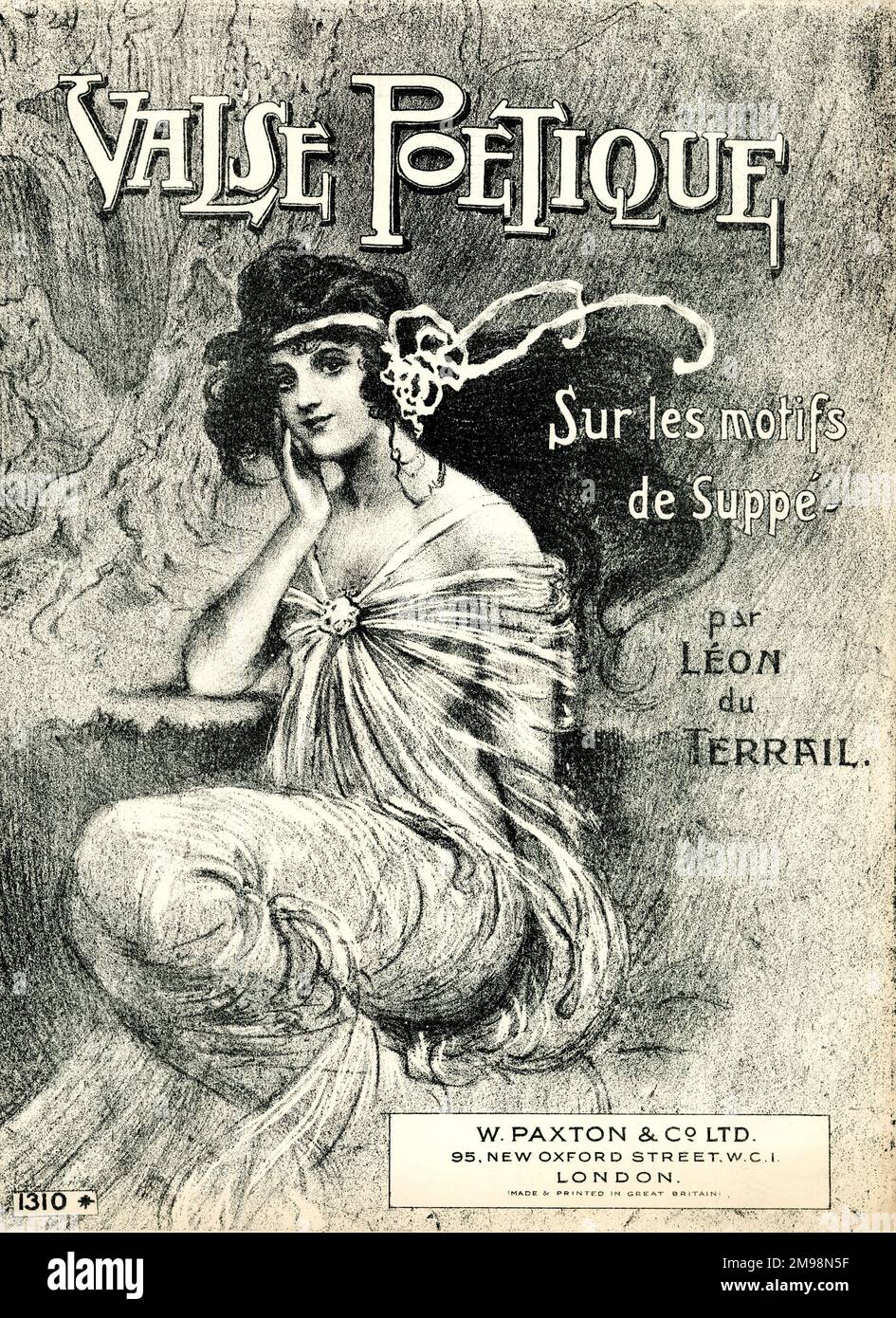 Music cover, Valse Poetique sur les motifs de Suppe, by Leon du Terrail. Stock Photo