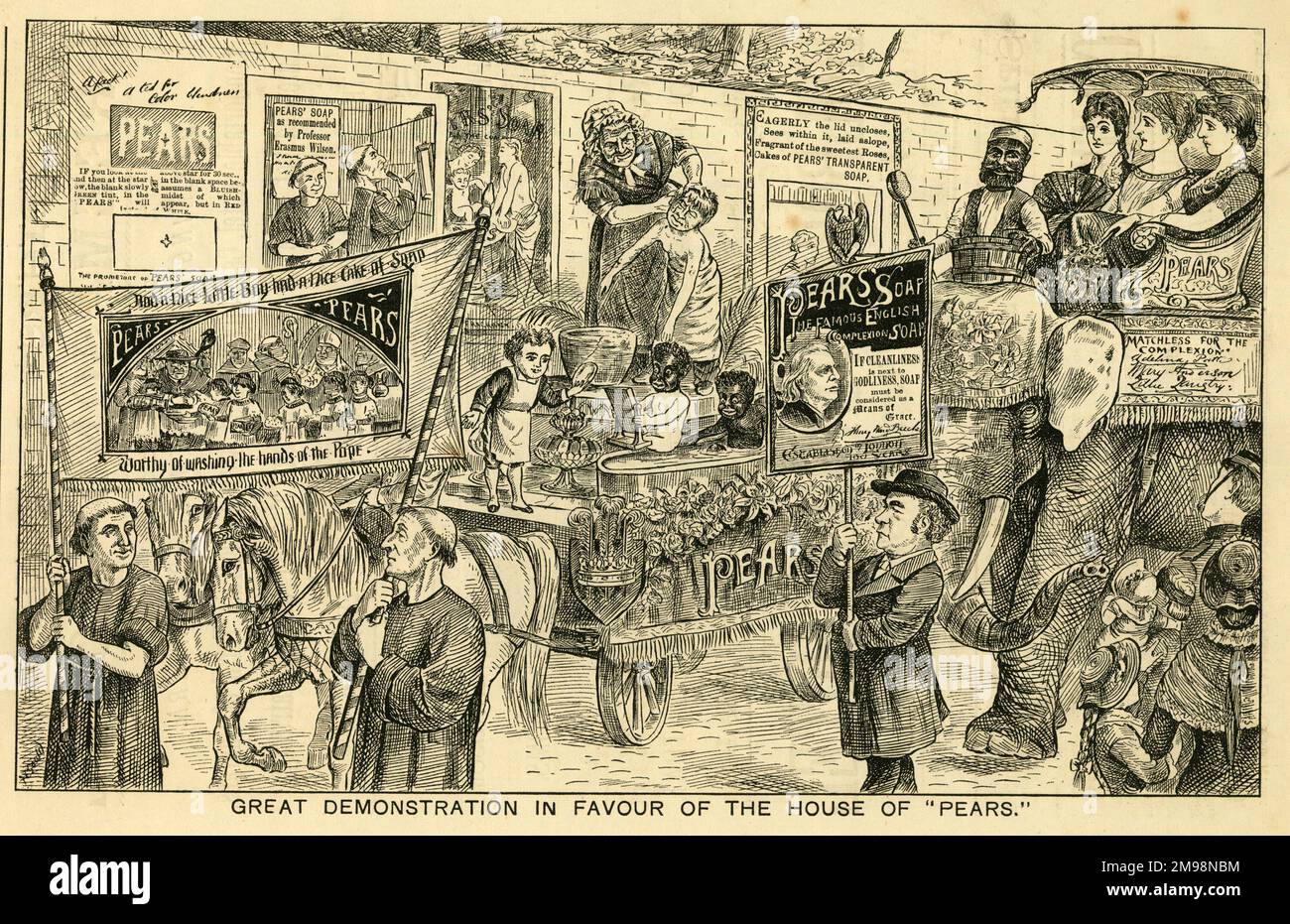 Cartoon compilation of Pears Soap advertising. Date: 1884 Stock Photo ...