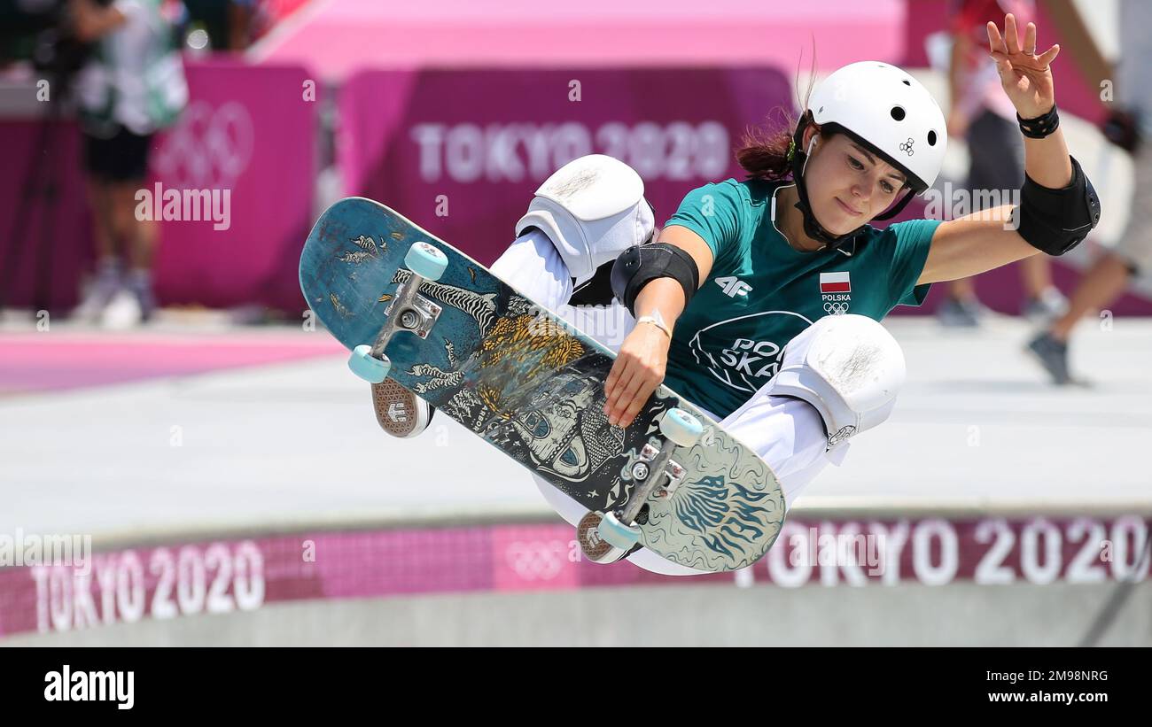 AUG 4, 2021 TOKYO, JAPAN Amelia BRODKA of Poland competes in the Skateboarding Women's Park