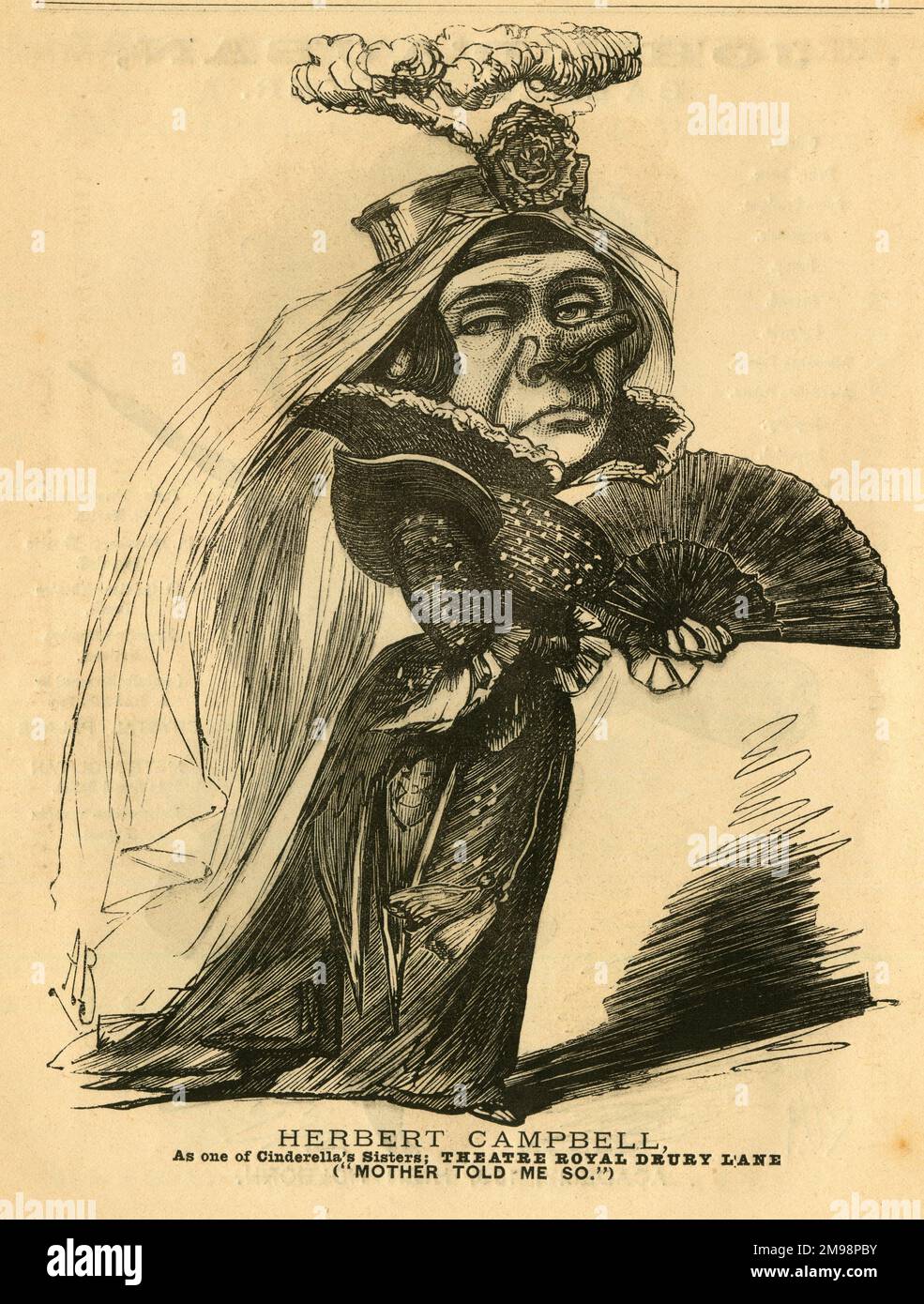 Cartoon, Herbert Campbell as one of Cinderella's Ugly Sisters at the ...