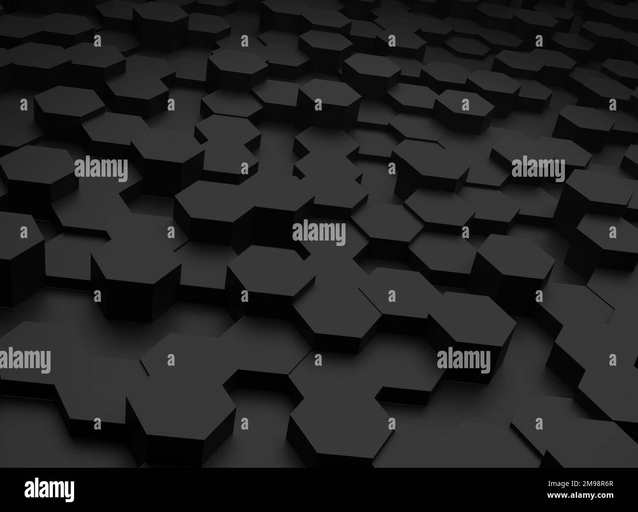 dark black abstract hexagonal concept background with 3d render Stock ...
