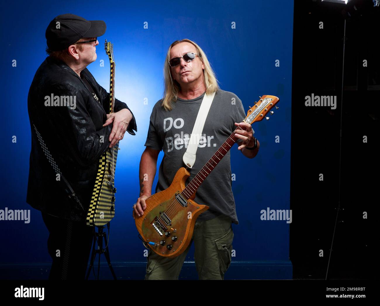 Cheap Trick's Rick Nielsen and Robin Zander photographed in Bristol, England, UK Stock Photo Alamy