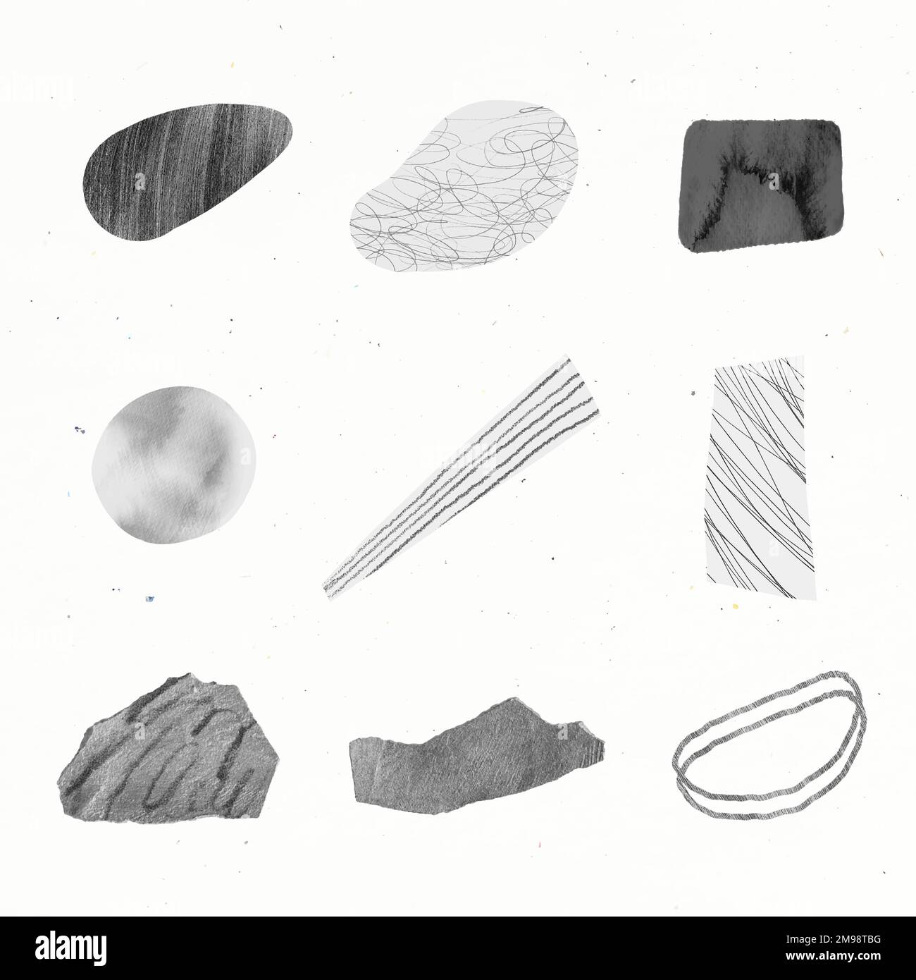 Scribble strokes and gray stone textures design element collection vector Stock Vector