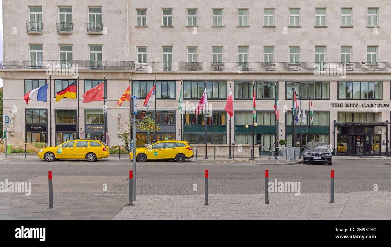 Budapest, Hungary July 31, 2022 Luxury Hotel The Ritz Carlton at Elizabeth Square in Capital