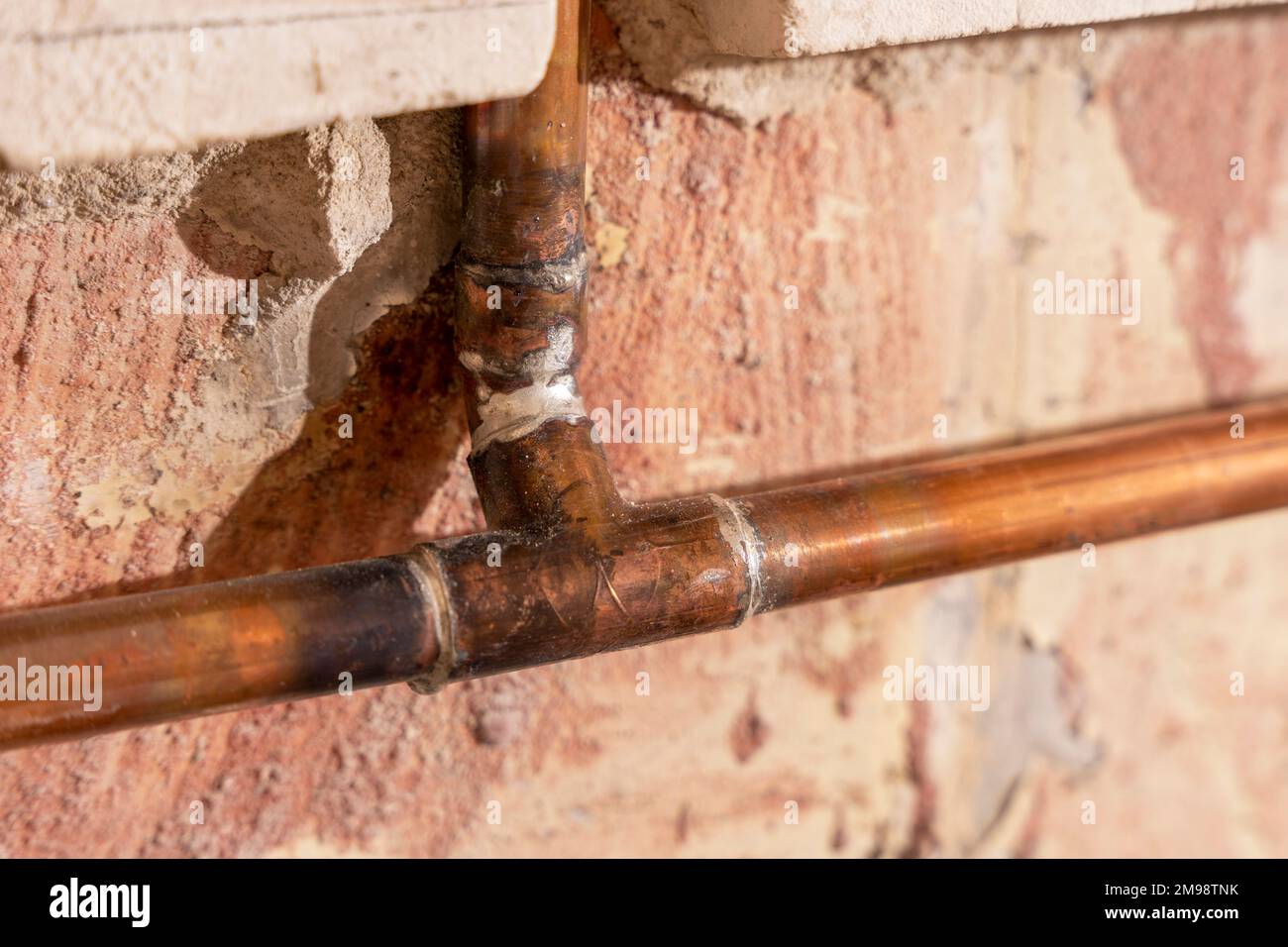soldering of copper water pipes Stock Photo Alamy