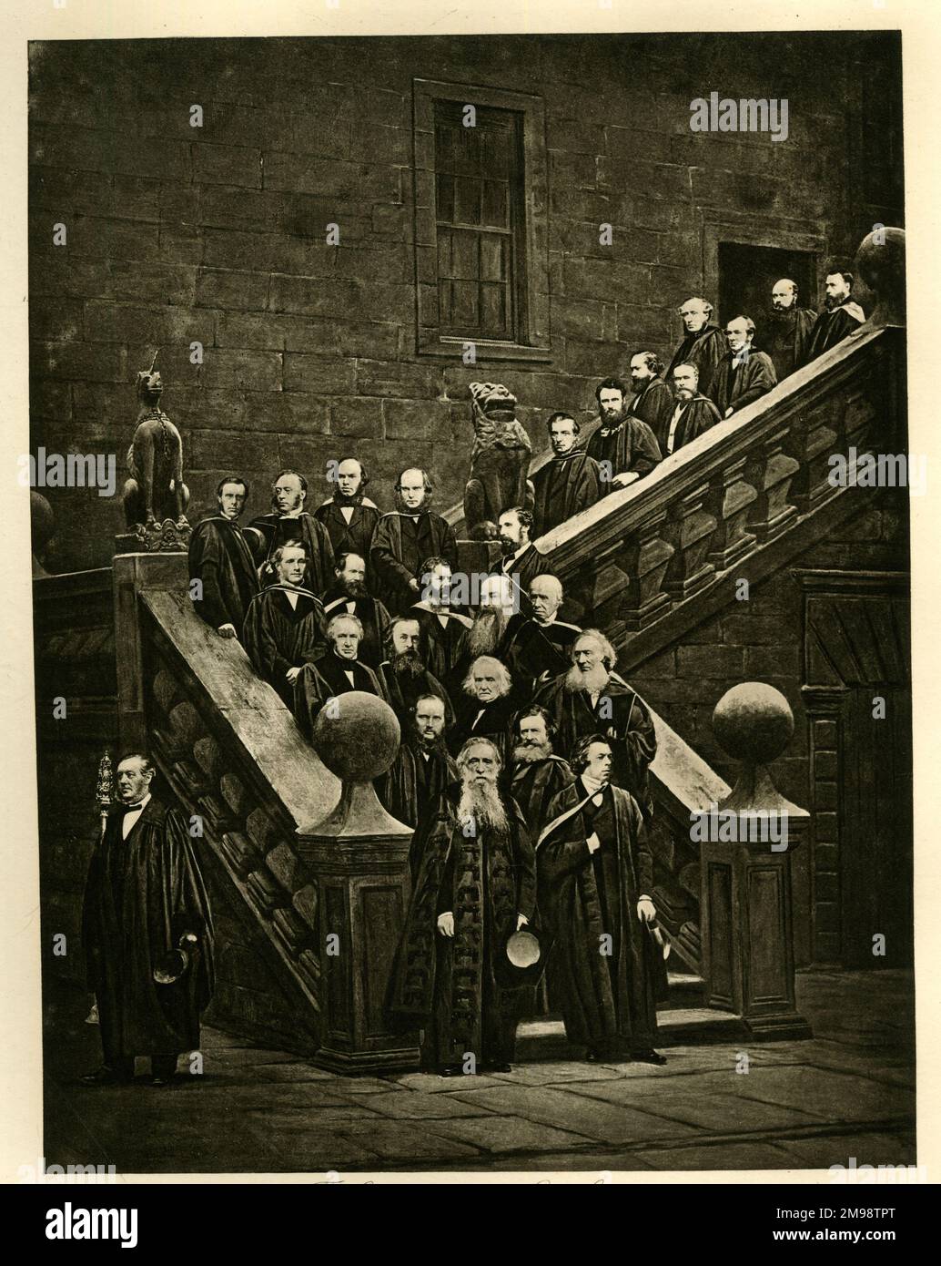University of Glasgow - Exodus of Rector, Dean and Masters from the Old College. Stock Photo