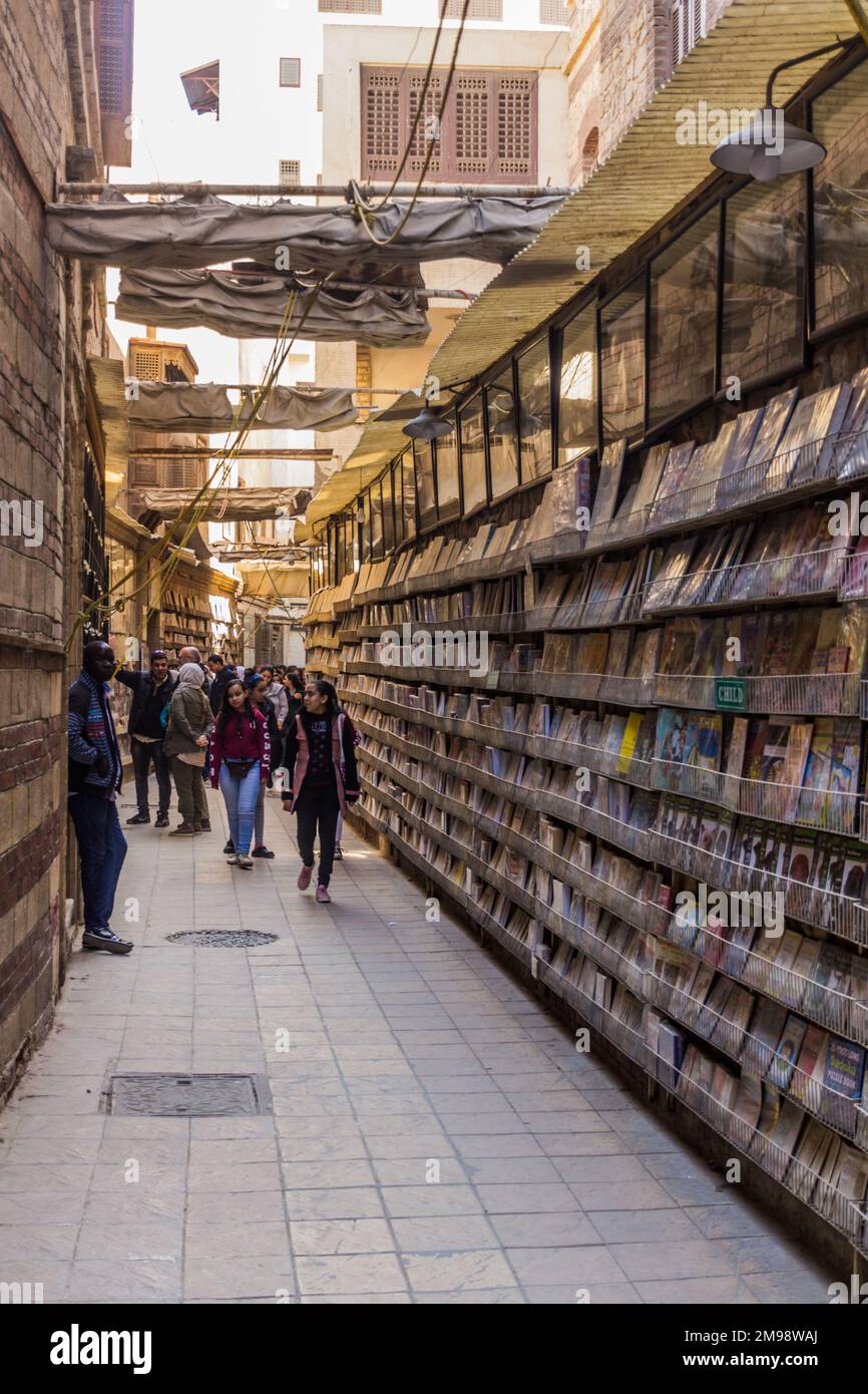 CAIRO, EGYPT JANUARY 28, 2019 Street bookstore in the coptic part of