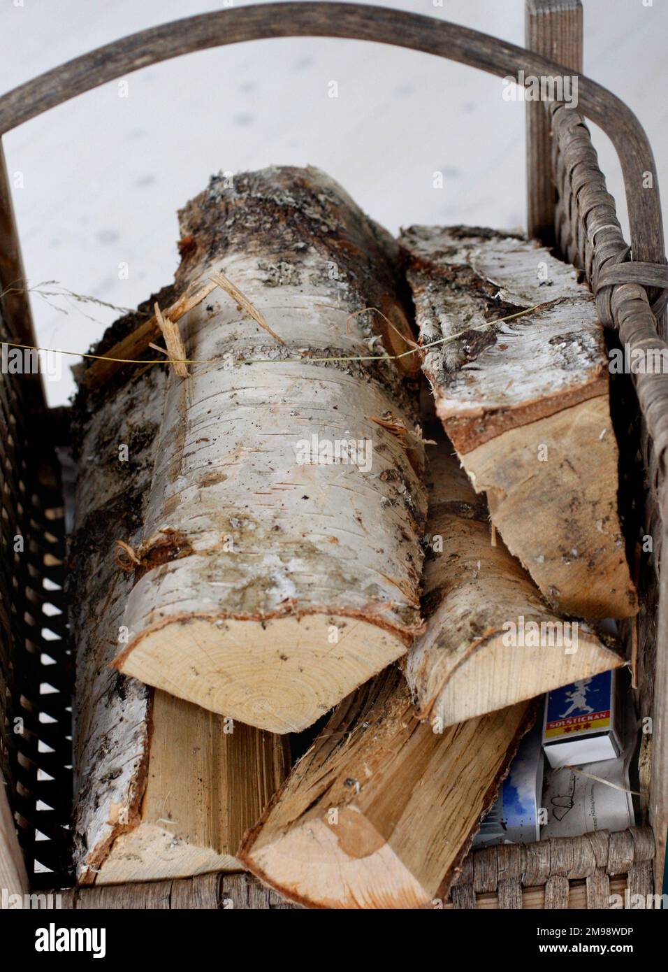 Birch wood for a woodburning stove Stock Photo Alamy