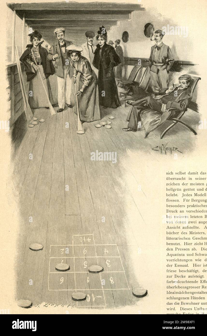 Passengers playing deck shuffleboard on a cruise ship Stock Photo Alamy