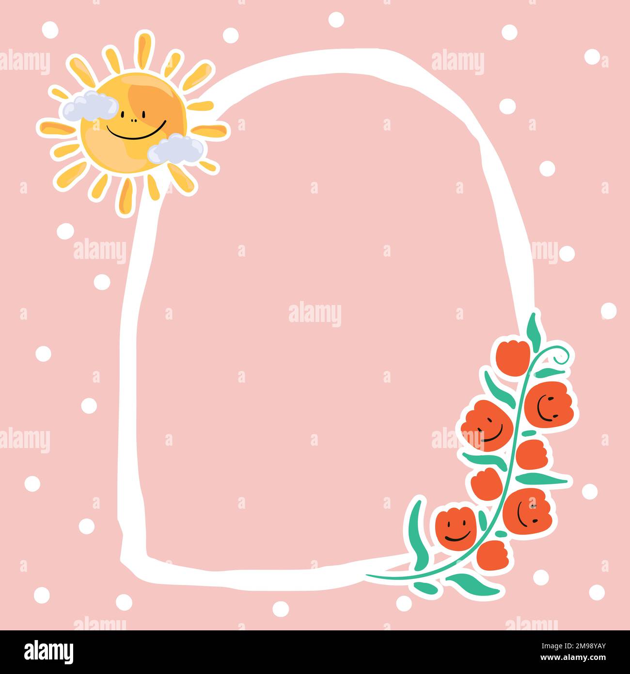 Cute summer decorated frame vector Stock Vector