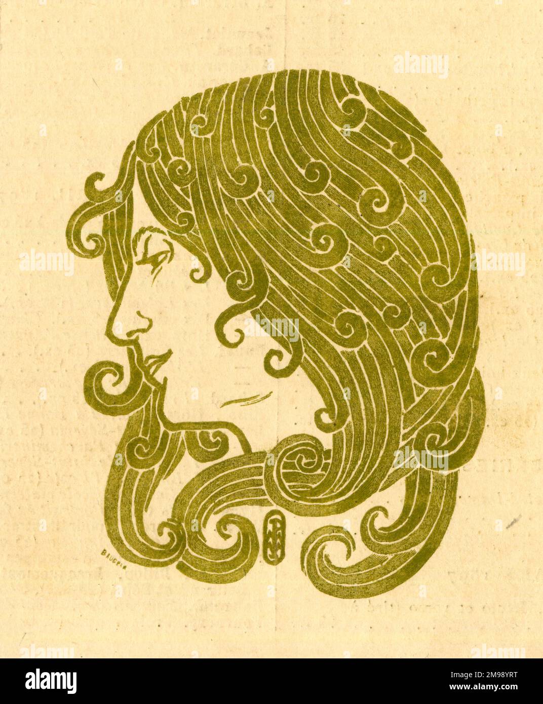 Art Nouveau style woman's head. Stock Photo