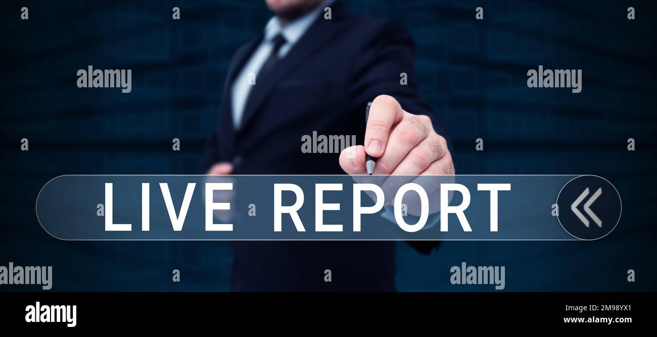 Sign displaying Live Report. Business concept continuous stream of ...