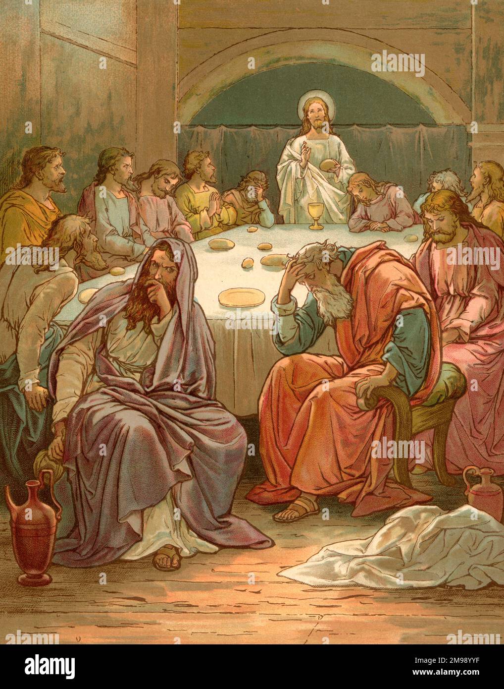 Biblical Tales by John Lawson, Jesus at the Last Supper. Stock Photo