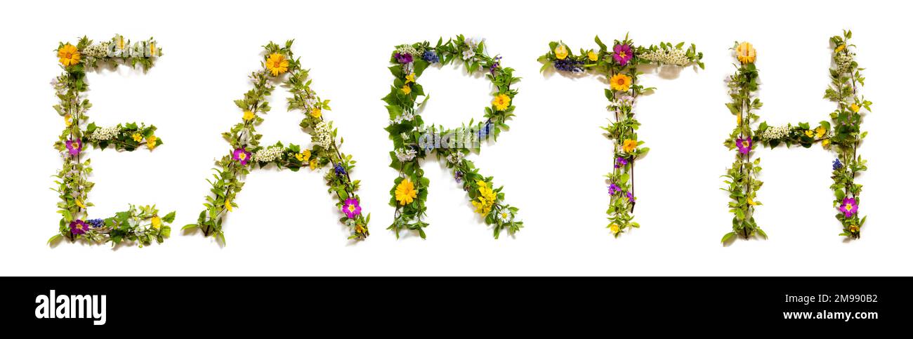 Blooming Flower Letters Building English Word Earth Stock Photo