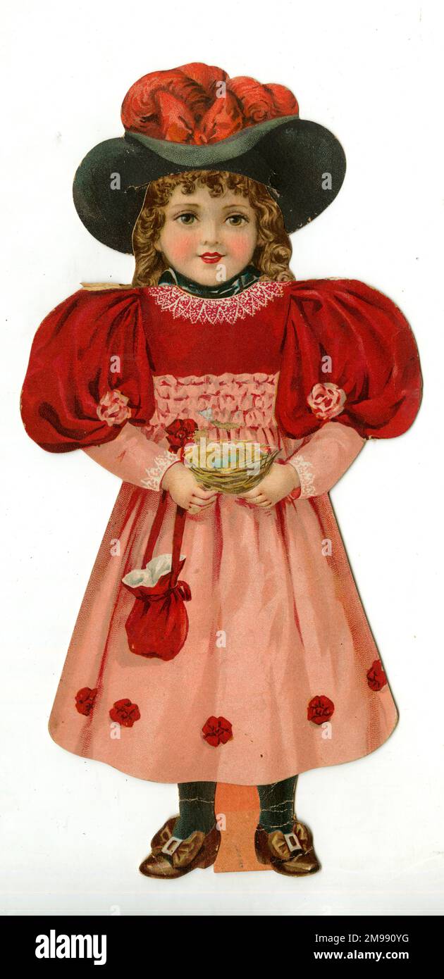 Paper Doll in red and pink costume. Stock Photo