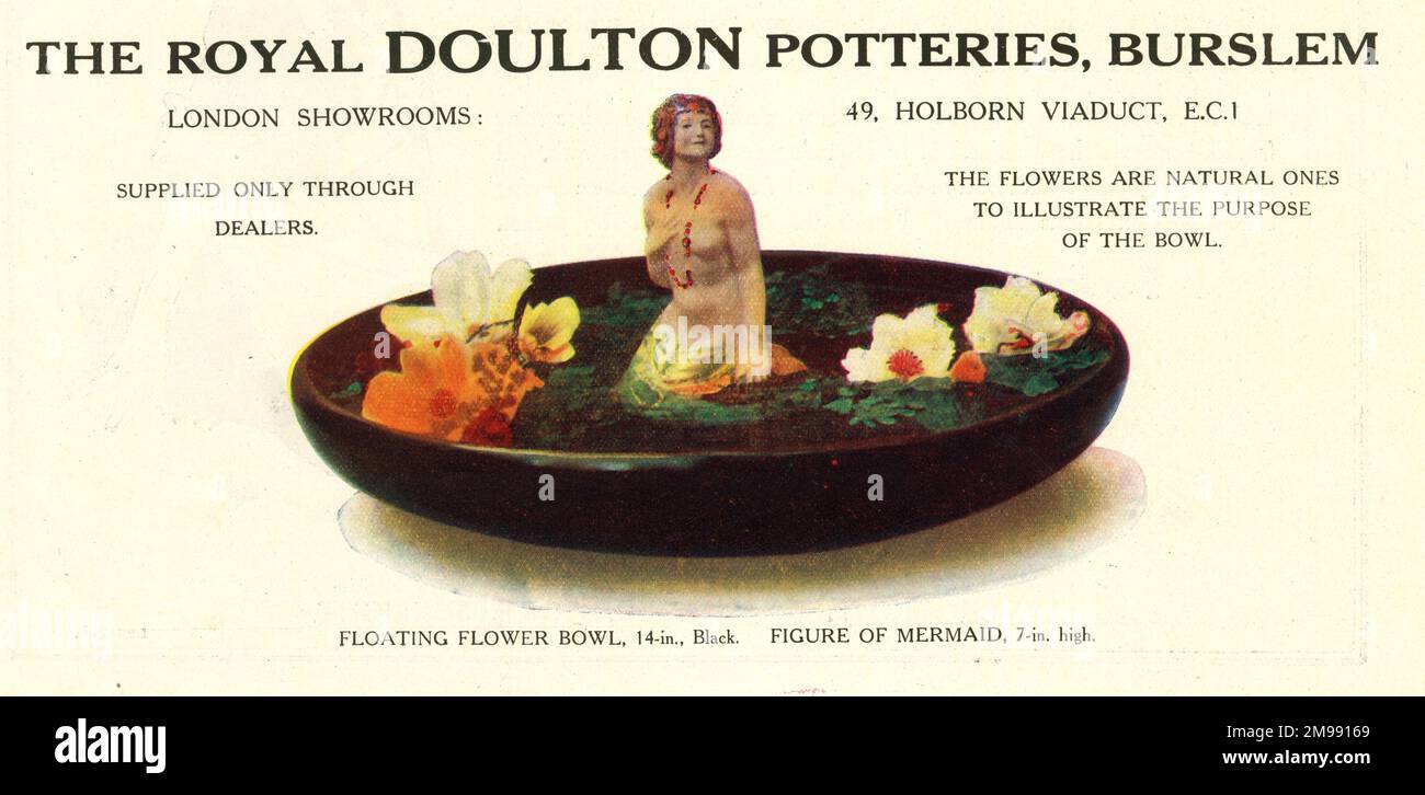 Royal Doulton Potteries, Burslem - Floating Flower Bowl with figure of mermaid. Stock Photo