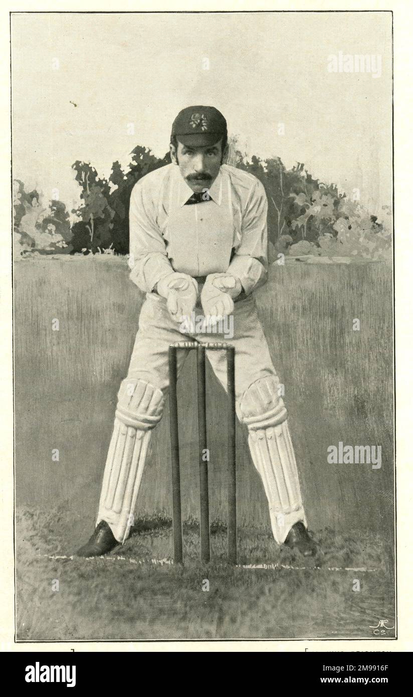 R Pilling, cricket wicket keeper. Stock Photo