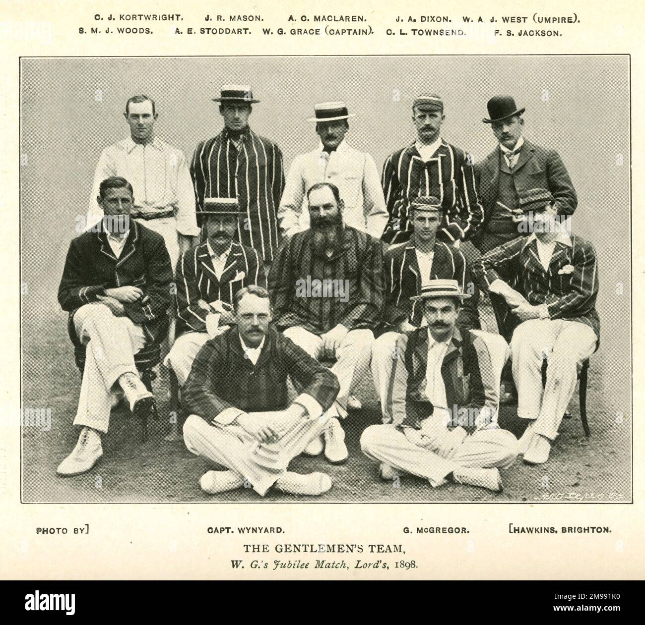 The Gentlemen's Cricket Team, W G Grace's Jubilee Match, Lord's Cricket Ground, 1898. Stock Photo