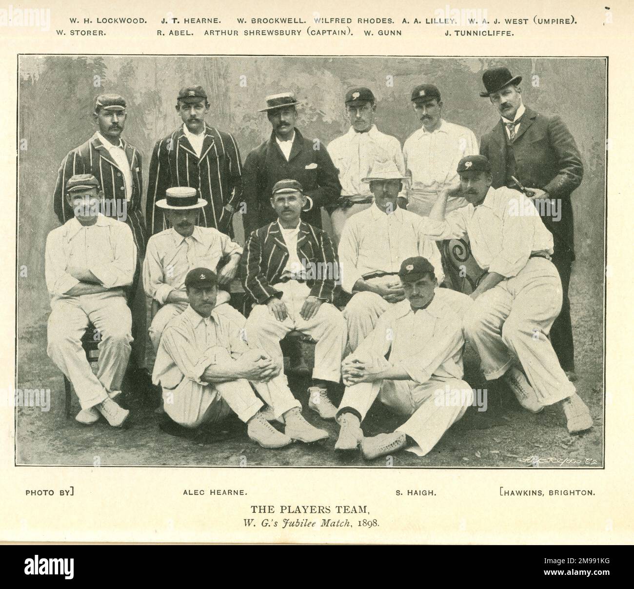The Players' Cricket Team, W G Grace's Jubilee Match, Lord's Cricket Ground, 1898. Stock Photo