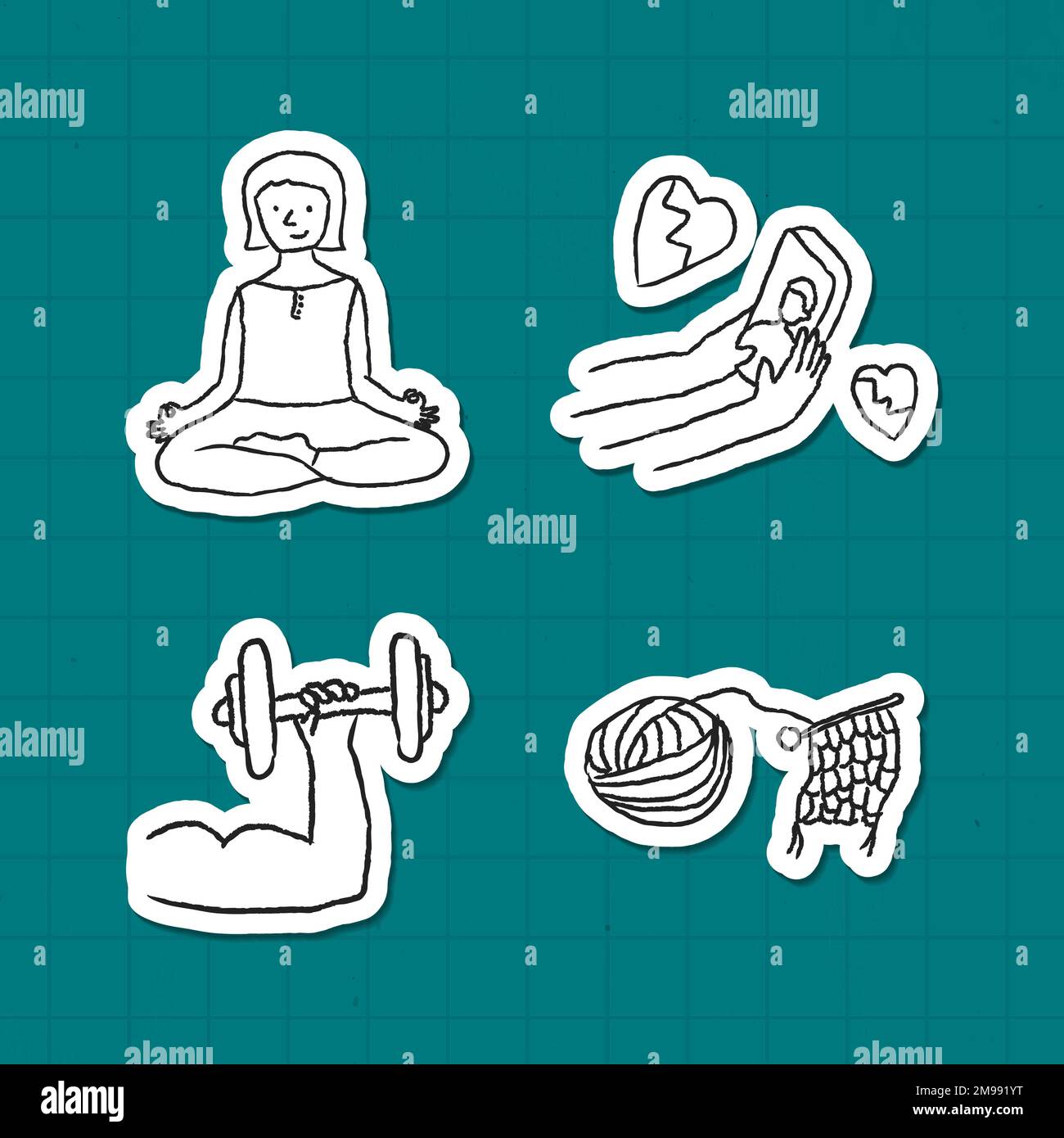 Activities At Home Doodle Style Sticker Vector Set Stock Vector Image