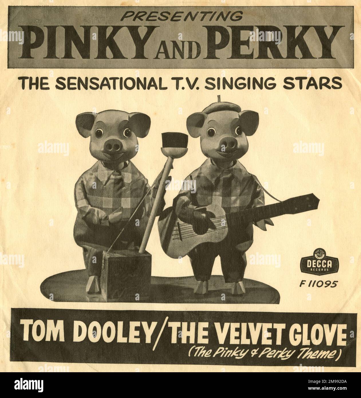 78rpm Record Sleeve, Pinky and Perky, the sensational TV singing stars. Stock Photo