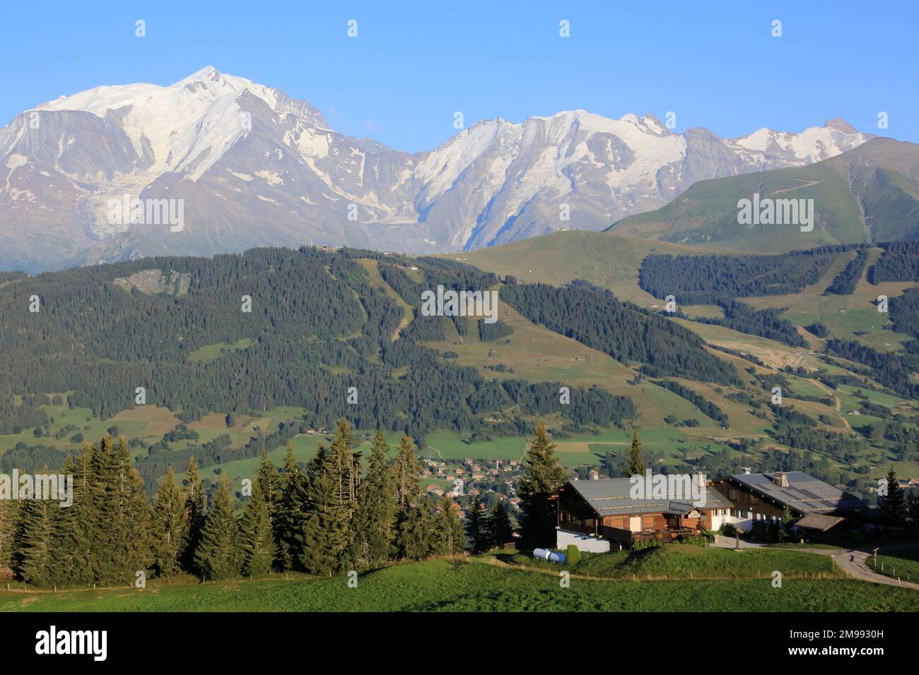 Mont Blanc. 4 808,73 m. Megève. Haute-Savoie. Auvergne-Rhône-Alpes. France. Europe. Stock Photo