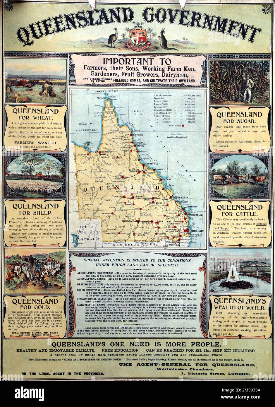 Advert for Queensland, Australia, a call for more people to live and work there. Stock Photo