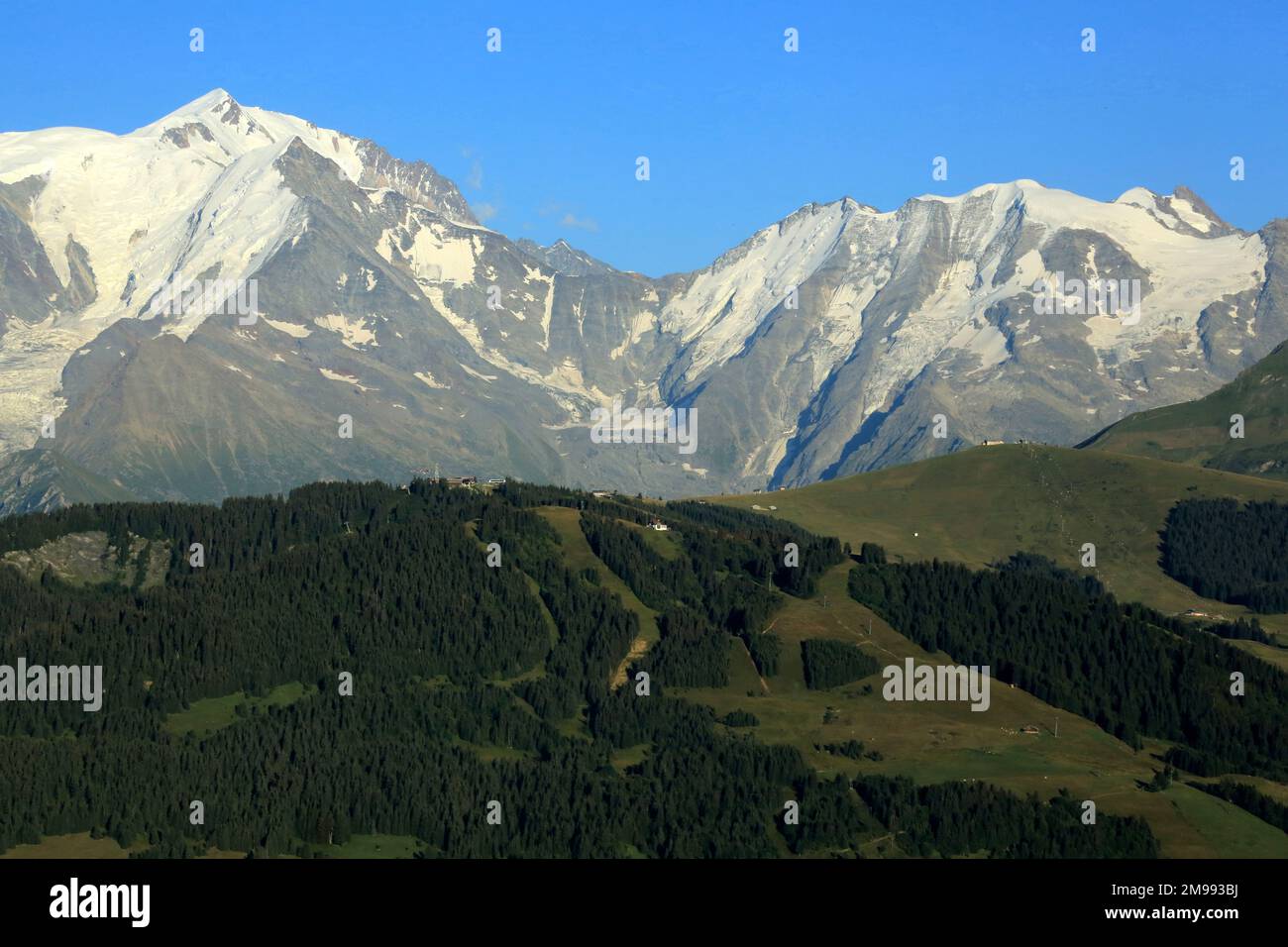 Mont Blanc. 4 808,73 m. Megève. Haute-Savoie. Auvergne-Rhône-Alpes. France. Europe. Stock Photo