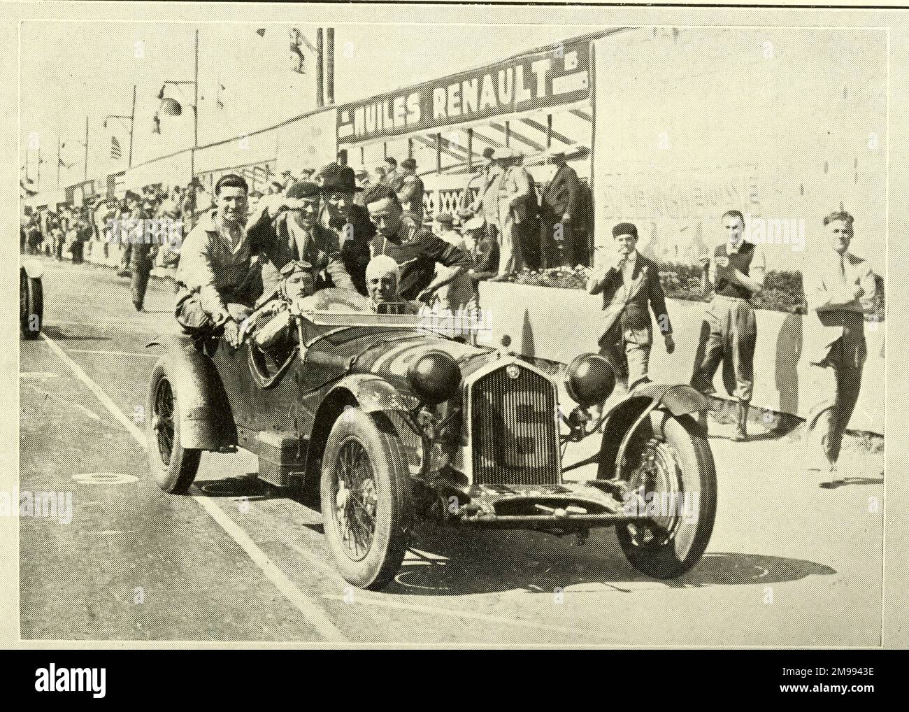 Early Motor Car Racing - Alfa Romeo wins at Le Mans with Lord Howe. Stock Photo