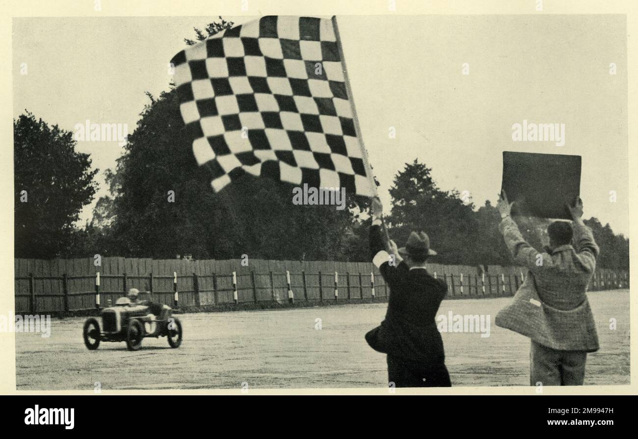 Early Motor Car Racing - Little Number One Austin wins the 500 Mile Race. Stock Photo