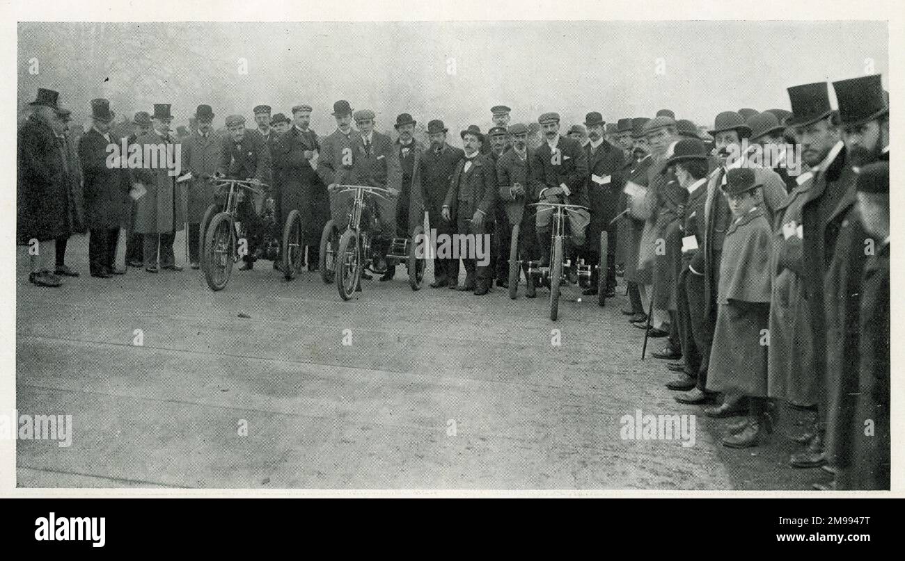 Early Motor Racing - Sheen House Motor Races (left to right) D G Wridgway, Charles Jarrott, Selwyn Francis Edge. Stock Photo