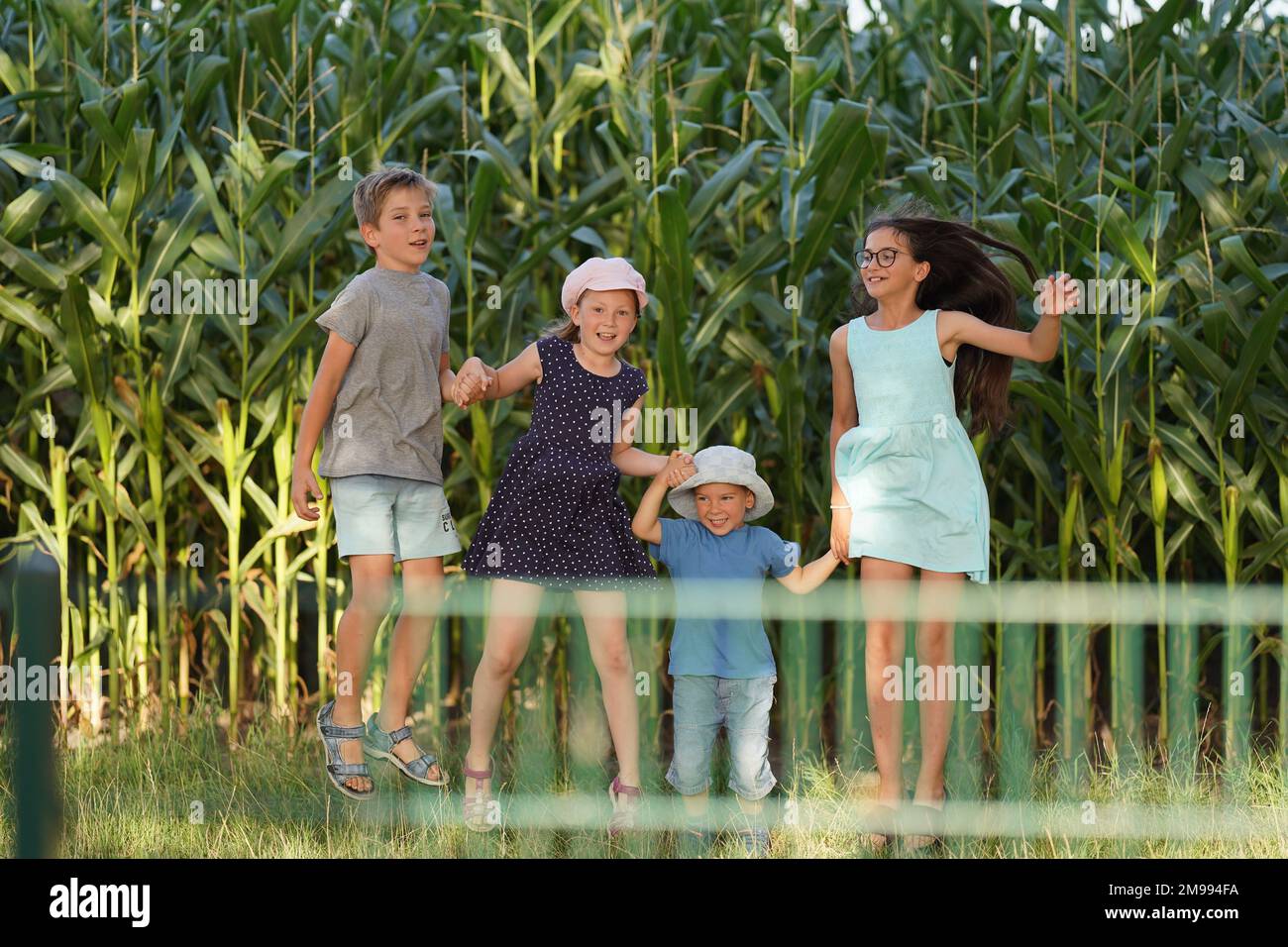 Two boys two girls smiling hi-res stock photography and images - Alamy