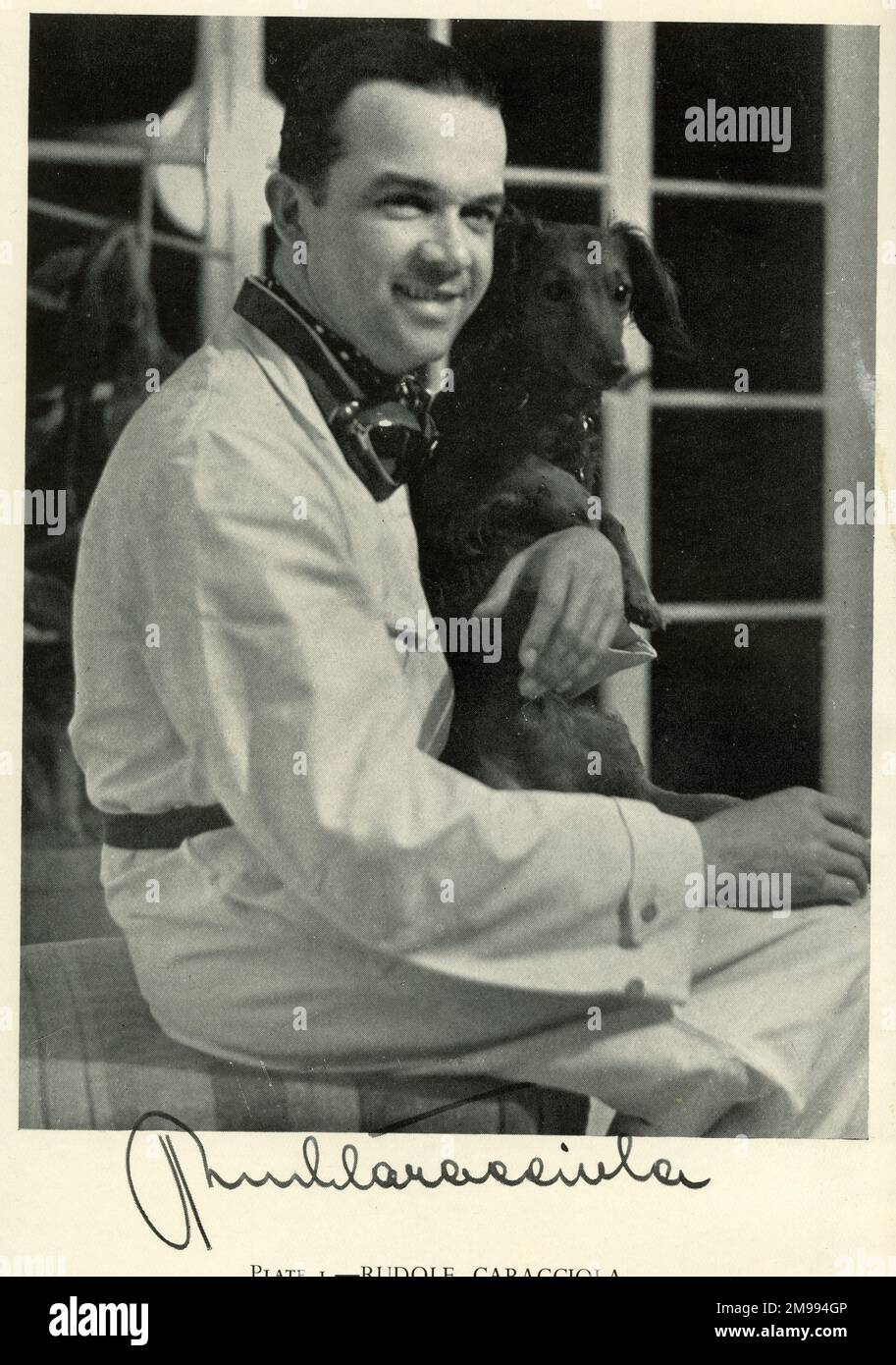 Otto Wilhelm Rudolf Caracciola (1901-1959), German racing driver, seen here in a portrait photo with his dog. Stock Photo