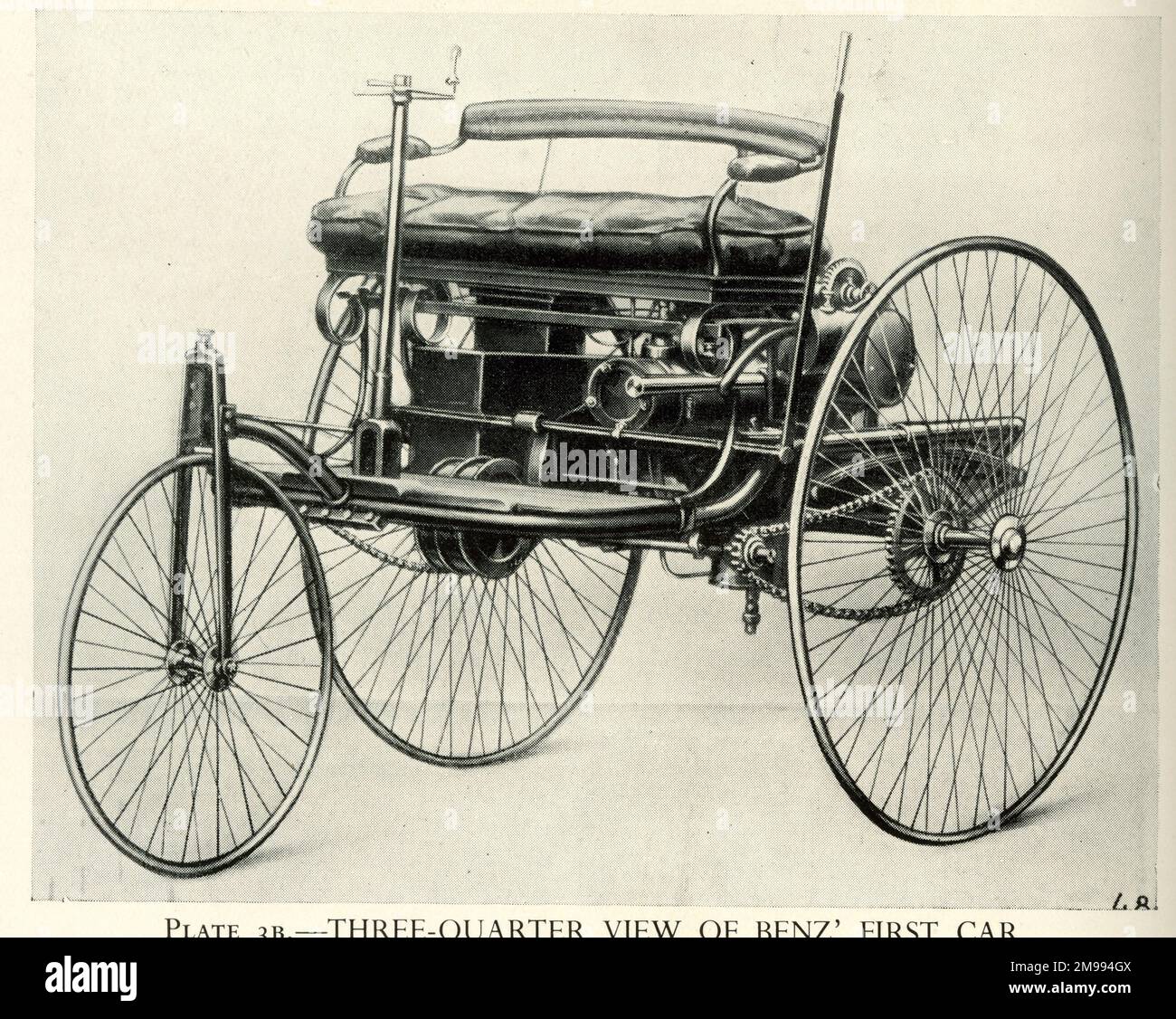 Early Motor Cars Threequarter view of Benz's First Car Stock Photo