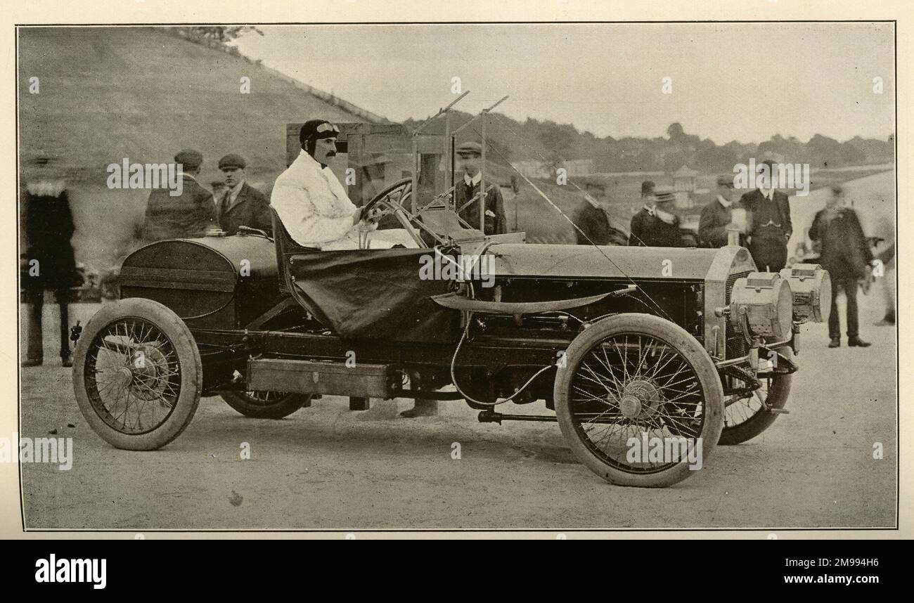 Early Motor Racing - S F Edge before the start of 24-hour record race at Brooklands, Surrey. Stock Photo