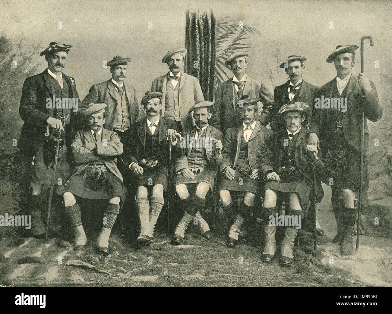 Hall's North of England Cricket Eleven in kilts. Stock Photo