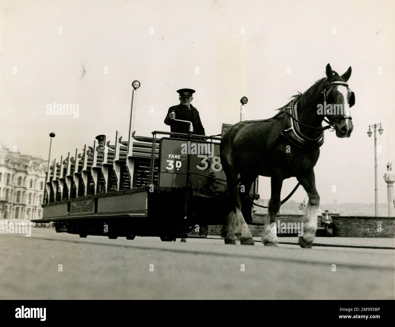 Horse-drawn tram in Douglas, Isle of Man. Stock Photo