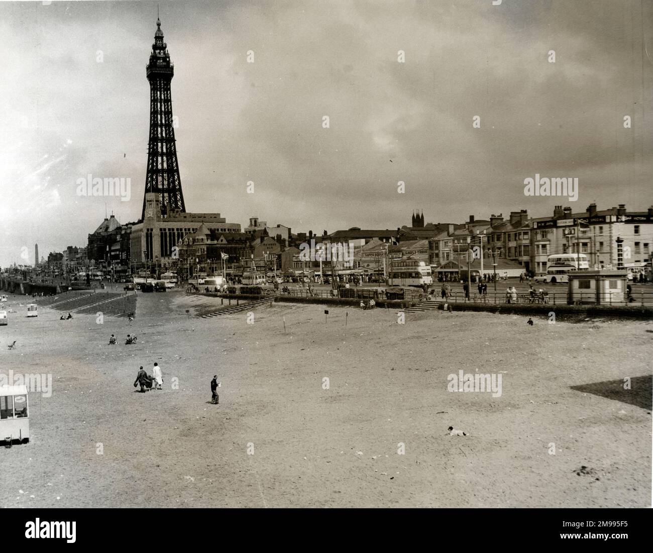 Blackpool Tower and beach, Lancashire. Stock Photo